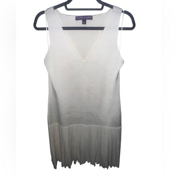 NWOT Ralph Lauren Purple Label Ivory Pleated Midi Dress Made In Italy Medium - Picture 1 of 12